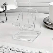 2 stuks transparante acryl telefoonhouder voor op het bureau, dikkere telefoonstandaard voor thuis en op kantoor, creatieve accessoires voor in de studentenkamer, kunststof structuur, veelzijdig voor het weergeven van telefoon en tablet en tv-kijken, willekeurige kleuren