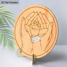 1 pieza Pulsera para recién nacido, ornamentos de madera redondos, signos para fiesta de revelación de género en el jardín o patio, adecuado para baby shower - Regalo personalizado para bebé, pulseras de recuerdo del embarazo, regalos del día del bebé para niños y niñas, regalos navideños para nuevos padres (con base de madera)