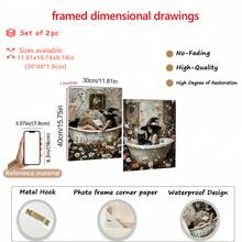 浴缸里的女巫和黑猫（两件套）、浴室黑暗学院、墙面艺术、海报、带画框的墙面艺术、忧郁哥特式女巫装饰、复古秋季海报、乡村风格的万圣节女巫装饰、万圣节家居装饰、房间装饰、墙面艺术、房间装饰美学、复古装饰、客厅墙面艺术 - 帆布材质（可选画框）、万圣节装饰秋季装饰