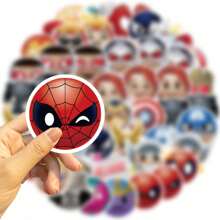 Marvel 50PCS Marvel Avengers Officially Licensed Vinyl Stickers Q-Version Heros Tony Stark Holk Captain America Waterproof Cartoon Gifts For Water Bottles Laptop Bumper Water Bottles Computer Phone Hard Hat Car And Decals Spider Man Hulk Iron Man