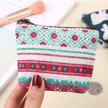 布艺钱包、化妆包、迷你便携式零钱包、卡包、耳机收纳袋、女士帆布束口袋 - 彩色 - 查看 8