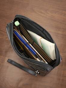 HOVI'S 极简复古手提包，时尚商务休闲便携大容量多功能腕包手拿包手机包，男士设计师手提包