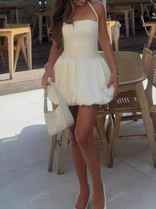 Vestidos de fiesta de verano para mujer ARDOR S, vestidos de vacaciones, moda elegante Y2k, vestidos casuales de unicolor, ajustados, con tirantes, sin mangas, espalda descubierta, corte evasé, vestidos cortos, mini vestidos