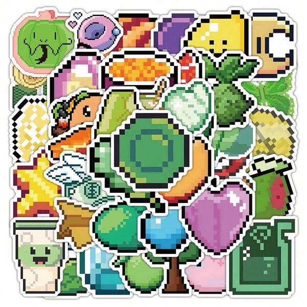 50 hojas por paquete, nuevas pegatinas de ilustración de estilo pixel, pegatinas impermeables para maletas, portátiles, guitarras, tazas, motocicletas, pegatinas decorativas DIY