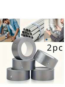 قطعتين شريط دكت فضي قوي الجودة ، شريط لاصق فضي مقاوم للماء - لاصق قوي ، قابل للتمزيق باليد ، مناسب للإصلاحات الداخلية والخارجية ، ختم ، متين ومرن ، لا يترك بقايا ، قابل للتمزيق باليد وصالح للاستخدام في جميع الأحوال الجوية ، مناسب للإصلاحات الداخلية والخارجية ، التغليف ، التظليل