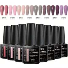 MEET ACROSS 8PCS/Set Gel Nail Polish Set Summer Nail Supplies Nude Pink Blue Red Blue Gel Polish Set Semi Permanent Nail Polish Nail Glue Soak Off UV LED Nail Art Gel Varnish Most Polular Colors Gel Nail Kit Manicure Kit Nail Art DIY Home Salon Gift For Women - Multicolor - View 19