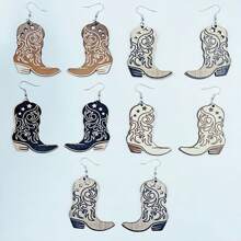 1 Set di orecchini pendenti con stelle dallo stile western cowboy, orecchini alla moda minimalisti con stampa personalizzata bifacciale