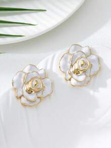 复古欧式多层油彩玫瑰花耳钉，个性时尚性感女士耳环，适合约会、休闲、度假
