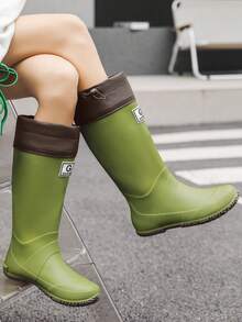Foldable & Portable Rainboots, Unisex Soft Exterior Versatile Outdoor Tall Waterproof Boots For Camping, Couples' Wading Shoes - Green - View 11
