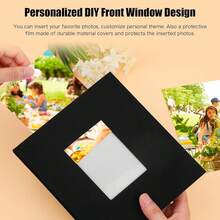 New-88 Photo Album 8x10 Holds 72 Photos, 8x10 Photo Album Linen Cover  Front Window, 72 Pockets For 8x10 Photos, 8x10 Photo Album Book For 8x10 W Family Baby Anniversary Pictur Or Gift (Black) - Linen Black - 查看 4