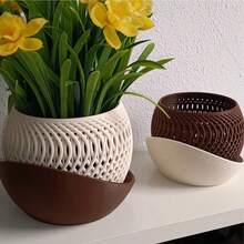 1 chậu trồng cây tối giản hình đa giác màu nâu, chậu trồng cây trong chậu, chậu cây nghệ thuật thanh lịch, thích hợp cho phòng khách, phòng ngủ, phòng học và ban công, đồ trang trí ngoài trời và sân vườn chất lượng cao - Nhiều màu - Xem 9