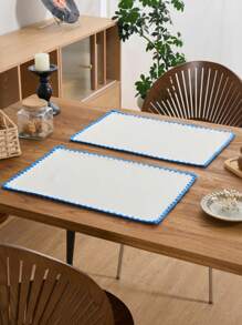 1/4/6/12 piezas Manteles individuales redondos con bordado de conchas marinas azules, decoración para el hogar y la cocina, manteles de mesa de comedor antideslizantes para tazas, vasos y platos para decoración de fiestas, cumpleaños y banquetes