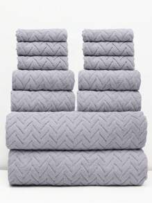 12pcs/Set (6pcs Washcloths + 4pcs Towels + 2pcs Bath Towels) Printed Coral Fleece Home Use Kit, Lightweight, Quick-Drying, Anti-Pilling, Soft To The Touch