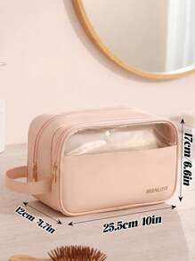 1Pc PU Transparent Toiletry Bag, Minimalism Waterproof Wash Bag With Zipper, Skin Friendly Solid Color Makeup Storage Bag, Portable Stylish Travel Toiletry Bag, Multi-Functional Cosmetic Bag, Large Capacity Clear Bag, Simple Cute Zipper Storage Bag Handheld, Beach Bag, Beach Tote Inner Bag, Gift For Summer, Anniversary, Valentine's Day, Vacation, Business Trip, Daily Use, Holiday, Back To School New Style In 2025.