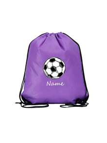 Personalized Nylon Drawstring Pocket, Can Be Printed With Name, Text Or Logo, Custom Backpack For Event Planners. This Bag Is Suitable For Daily Use By Boy And Girl, Suitable For Going Out, Exercise, Travel, Shopping, Beach And Other Occasions. - Black and White Football - View 5