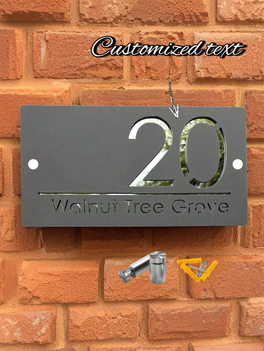 1 Stück individuell laser-geschnittenes Acryl Adressenschild, 3D Cut Out Schwarz-Gold Hausnummernschilder mit personalisierten modernen Schriftart, wetterfeste kratzfeste Beschichtung, einfache Installation, Kurbel-Appeal Geschenk für Hausbesitzer, multifunktional, langanhaltend, dekorativ, wiederverwendbar, luxuriös, stylisch, hochwertig, farbig, modern, individuell, personalisiert, einzigartig, für Partner, Vater, Freundin, Mutter, Familie, Freunde, Teestube, Zuhause, Garten, Büro, Wohndekoration
