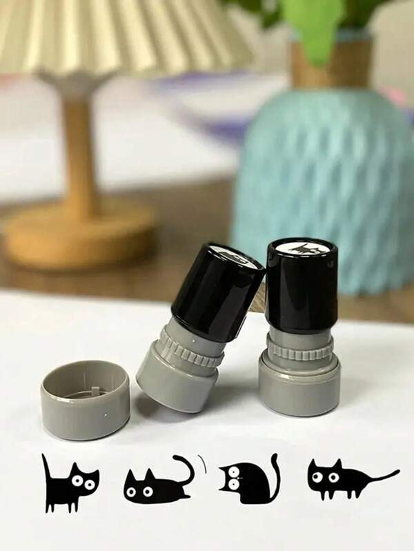 1pc Cute Cat Cartoon Stamps, Interesting & Adorable Cat Animal Stamps, Teacher Reward Stamps, Animal Designed Encouragement Stamps - Motivation Stamps - Inspiring Classroom Rewards And Feedback Stamps, Motivational Rating Stamps Set, Designed For Educators, Made Of ABS Material, Self-Inking