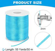 MECCANIXITY Crafts Nylon Satin Cord 2mm X 55 Yards Macrame Rope Braided Thread Twine String Smooth Beading Cord Chinese Knotting Silk For Bracelet Necklace Jewelry Making DIY, Light Yellow - Sky Blue - View 2