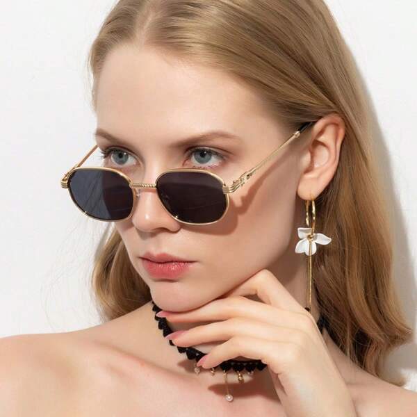 1 Pair Unisex Metal Small Square Frame Fashion Glasses, Y2K Women Glasses, Fashionable Eyewear