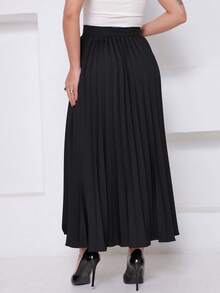 LXC Women's Pleated Skirt, Women's Vintage Midi Skirt, Elegant High Waist Long Skirt, Simple, Casual, Pleated, Office, Wedding - 黑色 - 查看 7