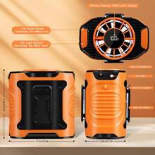 Ventilador de cintura portátil de 3600 mAh com clipe para cinto, resfriamento máximo de 24 horas, 10 velocidades de 12.000 RPM, ventilador de pescoço pessoal recarregável com clipe duplo e lanterna para acampamentos em locais de trabalho ao ar livre e viagens