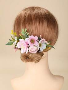 1 件优雅复古花卉新娘发梳，适合乡村写真、泼水节、波西米亚风等场合，聚酯纤维材质，四季皆宜，也可用作学生用品、婚礼配饰等。