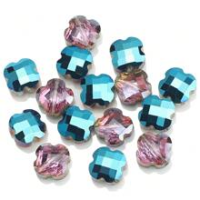 30 Peças/Pacote 9*12mm Oval 12mm Contas de Vidro de Trevo de Quatro Folhas, Contas Soltas Eletrorrevestidas para Acessórios de Joias DIY, Chaveiros, Encantos de Celular