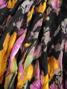 女士时尚印花A字裙，优雅迷人，度假必备 - 黑粉紅色 - 查看 8