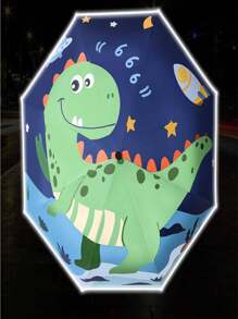 1pc Dinosaur Pattern Semi-Automatic Folding Umbrella, Thick Rib Design, For Children, Foldable Lightweight For Kids, Boys & Girls, Suitable For School & Kindergarten