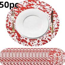 12/24/50/100/150 Stücke 33cm rundes Einweg-Besteck-Set in Goldfarbe, elegante Folie Tisch-Deko, geeignet für Hochzeit, Party, Veranstaltung, Weihnachten, Thanksgiving, Geburtstag, Abschluss, Candle-Light-Dinner, Valentinstag und Single-Party