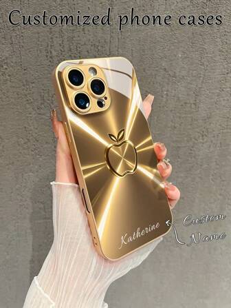 1 pieza Funda de teléfono personalizada de vidrio dorado de alta definición compatible con Apple 16 Pro Max/15/14 Plus/13 Pro/12 Pro Max/11/XsMax/8/7Plus, S24 Ultra/S25 Ultra, de moda, colorida, linda, divertida, minimalista, a juego, elegante, colorida, vintage, linda, sencilla, divertida, personalizada, única, ideal como regalo para él, ella, novio, novia, familia, amigos, abuelos, pareja, aniversarios, cumpleaños