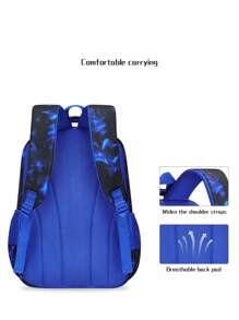 3-Piece Set: Football & Galaxy Print Backpack For Boys, With Lunch Box & Pencil Case, Large Capacity, Lightweight, Versatile Casual Backpack For School/Travel, Side Pockets For Water Bottle & Pen, Great Back To School Gift Bag For School College