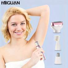 4-In-1 Women's Electric Epilator/Women's Multifunctional Electric Epilator Set/Women's Bikini Trimmer/USB Rechargeable/Can Be Used For Removing Pubic Hair, Eyebrows, Nose Hair, Face, Legs/Portable, Gentle, Gift For Women, Mother's Day Gift, Battery Capacity 500mAh - Pink - View 7