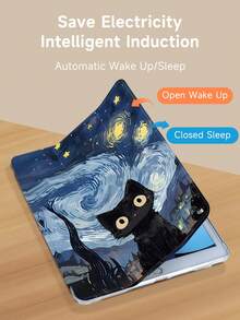 梵高星夜黑猫图案平板电脑保护套,兼容 iPad 9.7/10.2/10.5/10.9/12.9/Pro 11(第十代)、Galaxy Tab S6 Lite 10.4 英寸、Kindle Paperwhite 第十二代(2024 年款)、Kindle 第十一代(2022 年款),柔软防震保护,智能支架/自动唤醒/睡眠功能 - 彩色 - 查看 6