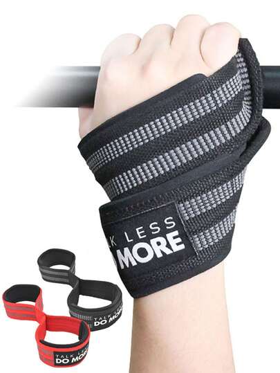 AOLIKES 1 对举重带 8 字形，防滑带带袖口腕部支撑，适用于健身房锻炼硬拉力量举重健美举重、健身力量训练、手杆握把，适合男士