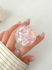 1 件圆形闪光简约桌面手机支架，手机气垫支架，粘性可伸缩亮片支架，兼容 、Android 手机，生日、家人、朋友礼物，推拉式手机握把，手机配件 - 彩色 - 查看 12