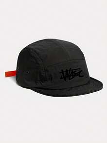 1 件 - 男士复古短檐帽,黑色字母图案户外棒球帽,速干透气平檐运动太阳帽 - 黑色字母印花 - 查看 23