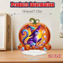 2D Flat Special Shape Crystal Diamond Painting Kit, Single-Sided Halloween Pumpkin & Cat Theme Decor, Acrylic Home Decoration Display Plaque, Handmade Craft, Holiday Gift, Suitable For Bedroom, Office, Living Room, Study Desk