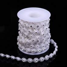 3 Yards/Roll ABS Faux Pearl Rhinestone Chain, Bridal Dress Accessory, Party Decorative Chain, Elegant Bracelet & Necklace Making Faux Pearl Chain
