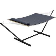 HomelyHues ​​Curved-Bar Hammock With Stand - Heavy Duty Hammock Frame, Detachable Pillow, Portable Carrying Bag, Perfect For Outdoor And Indoor Use - Dark Gray - View 1