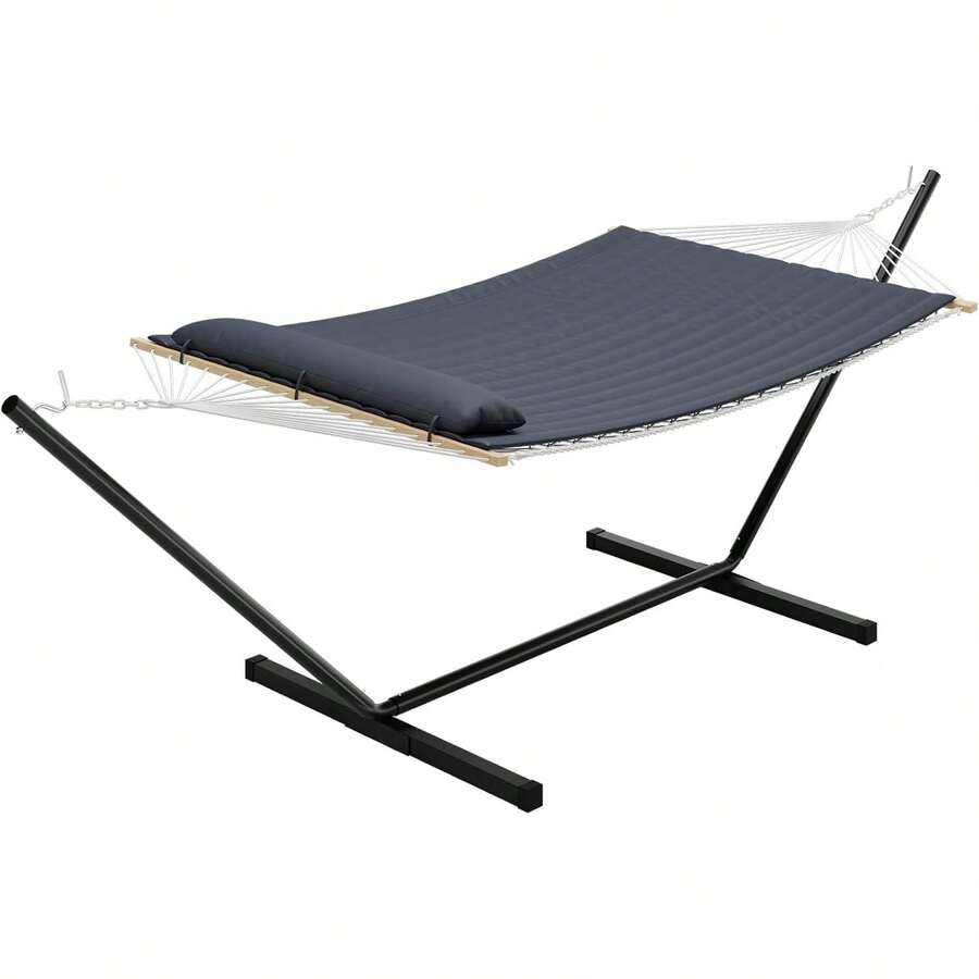 HomelyHues ​​Curved-Bar Hammock With Stand - Heavy Duty Hammock Frame, Detachable Pillow, Portable Carrying Bag, Perfect For Outdoor And Indoor Use - Dark Gray - View 1