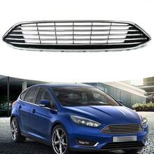 Car Front Bumper Upper Radiator Grille, Black + Silver Grill Guard Cover Compatible For Focus 2015-2018 1873307 Replacement Parts - Black Silver - View 6