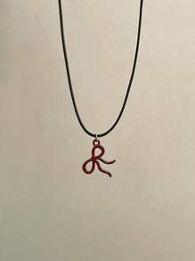 1pc Fashionable Red Bow Decor Pendant Necklace, Suitable For Ladies Daily Wear, Gift For Girlfriend/Wife On Valentine's Day, Birthday, Anniversary, Party
