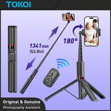 TOKQI 52,8 Zoll Selfie-Stick Smartphone Stativ mit kabellosem Fernbedienung, tragbar, leicht, ausziehbares Smartphone Stativ (Schwarz)
