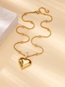 1 PC Luxury Cubic Zirconia Heart Pendant Necklaces For Women Gold Color Chain Collar Necklaces 2025 New Couple Jewelry Gifts