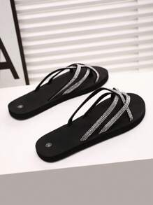 Women's Rhinestone Embellished Flat Casual Slippers
