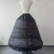 Women's Vintage 4-Hoop Crinoline Petticoat - Adjustable Elastic Waist (21.65"-41.3") Full-Length Fluffy Underskirt For Ball Gowns, Wedding Dresses & Formal Attire, Dance Dress Accessory Semitransparent Fabric