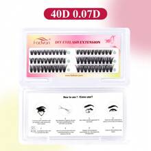 FADVAN FADVAN 1 Pc Eyelash Comb Tweezers+60pcs 40D 8-14MM Mix DIY Heat Bonded Cluster Lashes Extension Tweezer Stainless Steel Anti-Static Non-Magnetic Makeup Tools