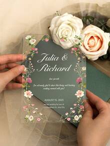 Tarjeta de invitación de boda transparente de acrílico de moda con tarjeta de respuesta con código QR, invitación de cumpleaños, invitación de 15 años, invitación de boda, conjunto de invitación de boda, invitación de boda de espejo de oro rosa con tarjeta de respuesta, invitación de 15 años, elegante personalizada - Multicolor - Ver 5