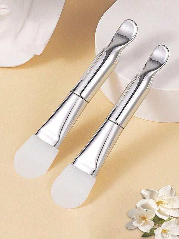 Double-Head Silicone Facial Mask Brush With Spoon, Facial Mask Brush, Facial Smearing And Tuning Stick, Facial Cleansing And Mud Brushing Film Special